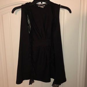 black cardigan with lace detail